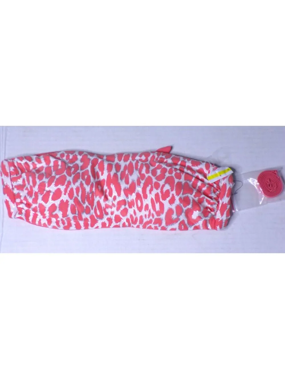 🆕CARMEN MARC VALVO Reversible Bandeau Bikini Swimsuit Melon Cheetah Small